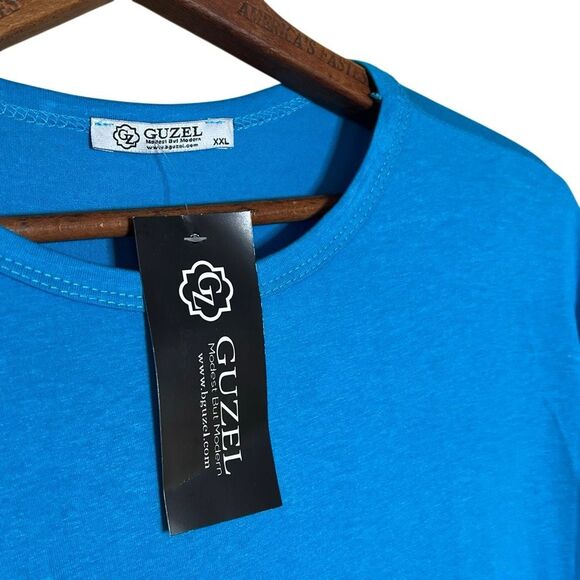 Guzel NWT Long Sleeve Stretch Casual Pullover Mini Tunic Dress Blue Size XXL - Picture 5 of 8